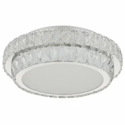 Luminaires Globo Lighting Klara Plafonnier LED Chrome, 1 lumière, Télécommandes* Éclairage Led