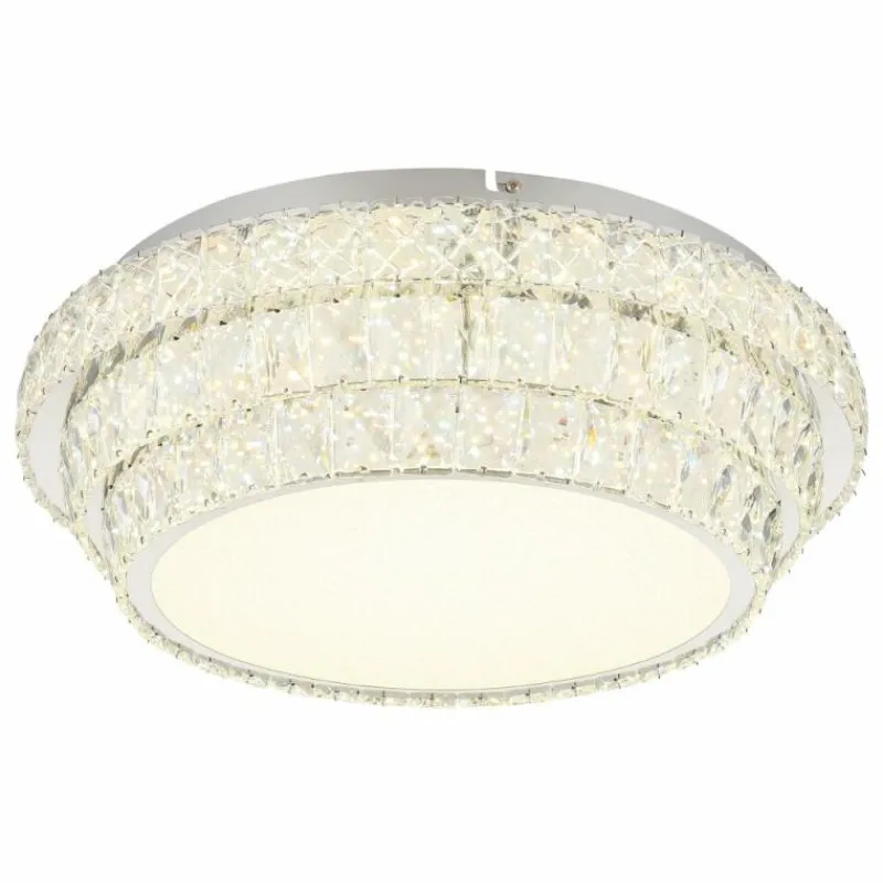 Luminaires Globo Lighting Klara Plafonnier LED Chrome, 1 lumière, Télécommandes* Éclairage Led