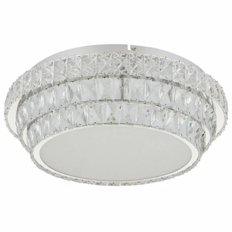 Luminaires Globo Lighting Klara Plafonnier LED Chrome, 1 lumière, Télécommandes* Éclairage Led