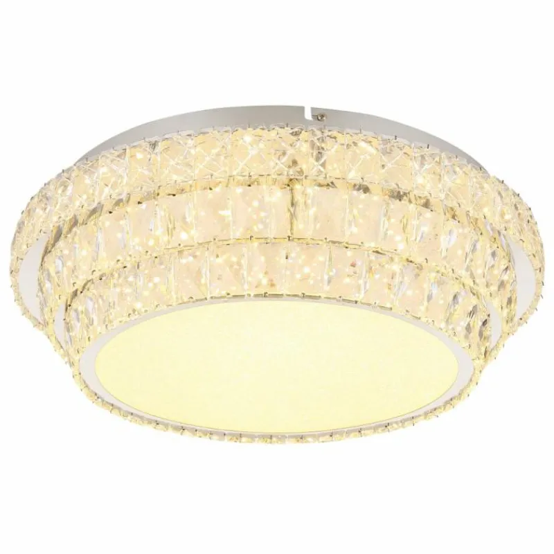 Luminaires Globo Lighting Klara Plafonnier LED Chrome, 1 lumière, Télécommandes* Éclairage Led