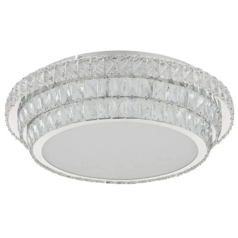 Luminaires Globo Lighting Klara Plafonnier LED Chrome, 1 lumière, Télécommandes* Éclairage Led