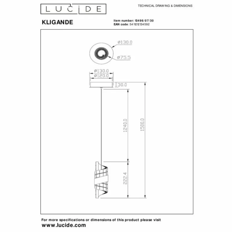 Luminaires Lucide KLIGANDE Suspension LED Noir, 1 lumière* Éclairage Led