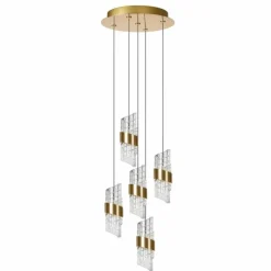 Lampes Dorées-Luminaires Lucide KLIGANDE Suspension LED Or, 5 lumières
