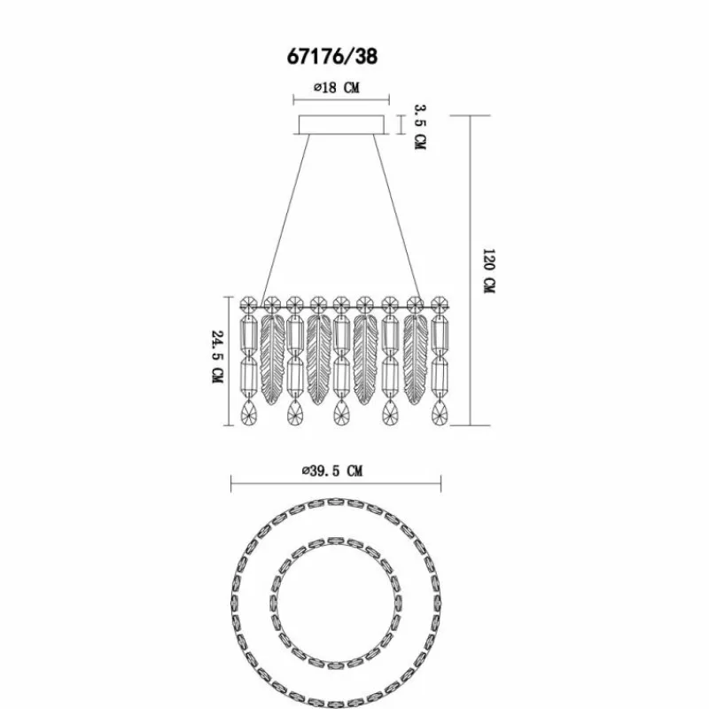 Luminaires Globo Lighting Klunka Suspension LED Chrome, 1 lumière, Télécommandes