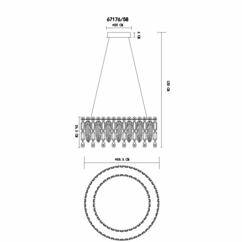 Luminaires Globo Lighting Klunka Suspension LED Chrome, 1 lumière, Télécommandes