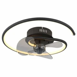 Luminaires Globo Lighting Koren Ventilateur de plafond lumineux LED Noir, 1 lumière, Télécommandes