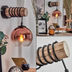 Lampes Vintages & Rétros-hofstein Koyoto Boule lumineuse, Applique murale Écru, Noir, 1 lumière