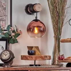 Lampes Vintages & Rétros-hofstein Koyoto Boule lumineuse, Applique murale Écru, Noir, 1 lumière