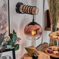 Lampes Vintages & Rétros-hofstein Koyoto Boule lumineuse, Applique murale Écru, Noir, 1 lumière