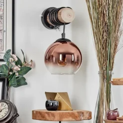 Lampes Vintages & Rétros-hofstein Koyoto Boule lumineuse, Applique murale Écru, Noir, 1 lumière