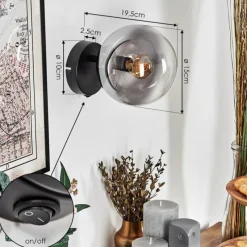 hofstein Koyoto Boule lumineuse, Applique murale, Spot mural Clair, Fumé, 1 lumière