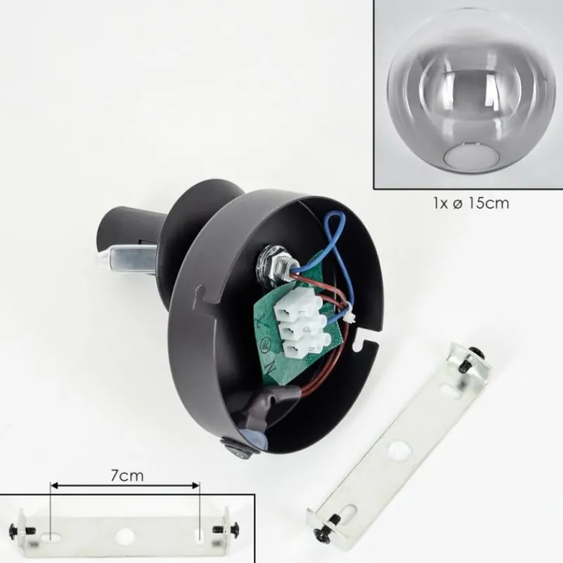 hofstein Koyoto Boule lumineuse, Applique murale, Spot mural Clair, Fumé, 1 lumière