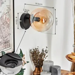 hofstein Koyoto Boule lumineuse, Applique murale, Spot mural Ambre, Clair, 1 lumière