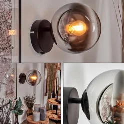 hofstein Koyoto Boule lumineuse, Applique murale, Spot mural Chrome, Clair, Fumé, 1 lumière