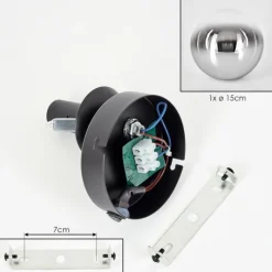 hofstein Koyoto Boule lumineuse, Applique murale, Spot mural Chrome, Clair, Fumé, 1 lumière