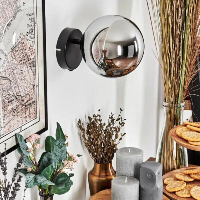 hofstein Koyoto Boule lumineuse, Applique murale, Spot mural Chrome, Fumé, 1 lumière