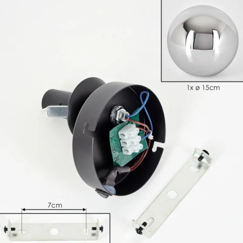 hofstein Koyoto Boule lumineuse, Applique murale, Spot mural Chrome, Fumé, 1 lumière