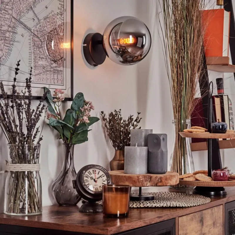 hofstein Koyoto Boule lumineuse, Applique murale, Spot mural Chrome, Fumé, 1 lumière