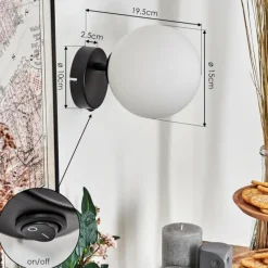 hofstein Koyoto Boule lumineuse, Applique murale, Spot mural Blanc, 1 lumière