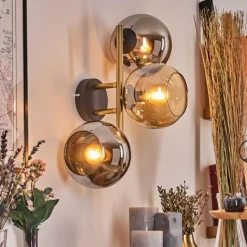 Lampes Dorées-hofstein Koyoto Boule lumineuse, Applique murale Or, Noir, 3 lumières