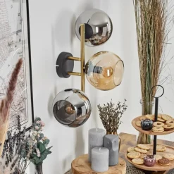 Lampes Dorées-hofstein Koyoto Boule lumineuse, Applique murale Or, Noir, 3 lumières