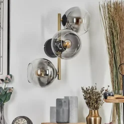 Lampes Dorées-hofstein Koyoto Boule lumineuse, Applique murale Or, Noir, 3 lumières