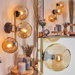 hofstein Koyoto Boule lumineuse, Applique murale Or, Noir, 3 lumières