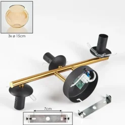 hofstein Koyoto Boule lumineuse, Applique murale Or, Noir, 3 lumières