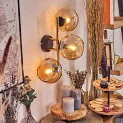 hofstein Koyoto Boule lumineuse, Applique murale Or, Noir, 3 lumières