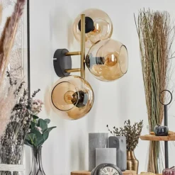 hofstein Koyoto Boule lumineuse, Applique murale Or, Noir, 3 lumières