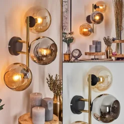 Lampes Dorées-hofstein Koyoto Boule lumineuse, Applique murale Or, Noir, 3 lumières