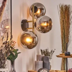 Lampes Dorées-hofstein Koyoto Boule lumineuse, Applique murale Or, Noir, 3 lumières