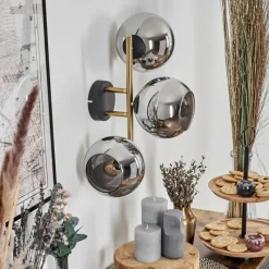 Lampes Dorées-hofstein Koyoto Boule lumineuse, Applique murale Or, Noir, 3 lumières