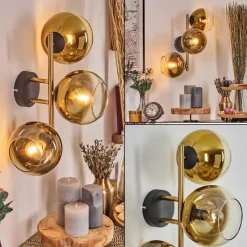 hofstein Koyoto Boule lumineuse, Applique murale Or, Noir, 3 lumières