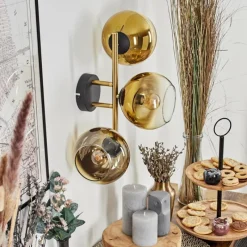 hofstein Koyoto Boule lumineuse, Applique murale Or, Noir, 3 lumières