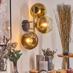 hofstein Koyoto Boule lumineuse, Applique murale Or, Noir, 3 lumières