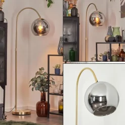 Suspension Verre Fumé-hofstein Koyoto Boule lumineuse, Lampadaire Laiton, 1 lumière