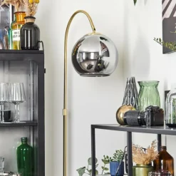 Suspension Verre Fumé-hofstein Koyoto Boule lumineuse, Lampadaire Laiton, 1 lumière