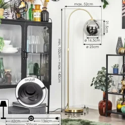 Suspension Verre Fumé-hofstein Koyoto Boule lumineuse, Lampadaire Laiton, 1 lumière