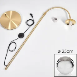 Suspension Verre Fumé-hofstein Koyoto Boule lumineuse, Lampadaire Laiton, 1 lumière