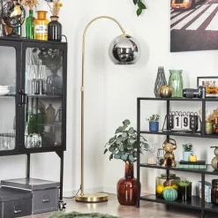 Suspension Verre Fumé-hofstein Koyoto Boule lumineuse, Lampadaire Laiton, 1 lumière