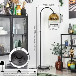 hofstein Koyoto Boule lumineuse, Lampadaire Or, Clair, 1 lumière