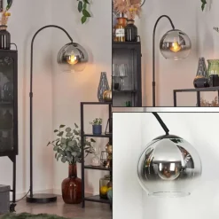 hofstein Koyoto Boule lumineuse, Lampadaire Chrome, Clair, Fumé, 1 lumière