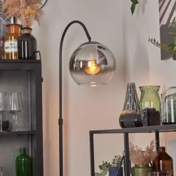 hofstein Koyoto Boule lumineuse, Lampadaire Chrome, Clair, Fumé, 1 lumière