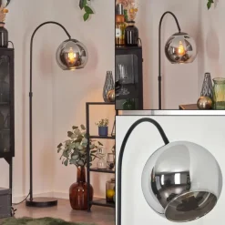 hofstein Koyoto Boule lumineuse, Lampadaire Chrome, Fumé, 1 lumière