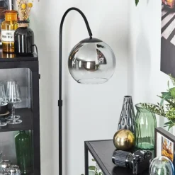 hofstein Koyoto Boule lumineuse, Lampadaire Chrome, Clair, Fumé, 1 lumière