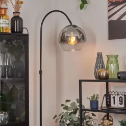 hofstein Koyoto Boule lumineuse, Lampadaire Chrome, Clair, Fumé, 1 lumière