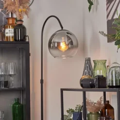 hofstein Koyoto Boule lumineuse, Lampadaire Chrome, Clair, Fumé, 1 lumière