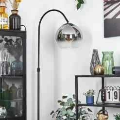 hofstein Koyoto Boule lumineuse, Lampadaire Chrome, Clair, Fumé, 1 lumière