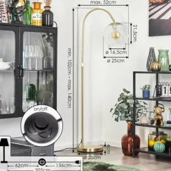 hofstein Koyoto Boule lumineuse, Lampadaire Laiton, 1 lumière